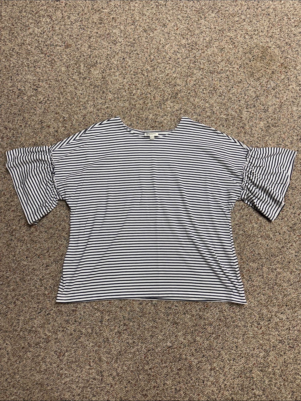 beachlunchlounge Black & White Striped Bell Sleeve Top